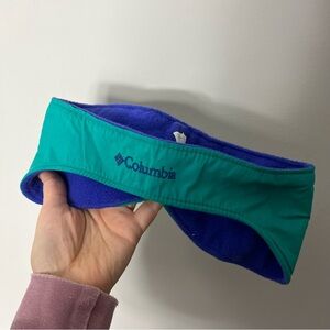 Vintage Columbia MADE IN USA Headband Winter Hat Fleece Teal Purple L/XL